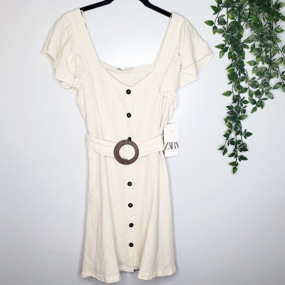 NWT Zara Contrasting Belted Mini Dress - Picture 6 of 6